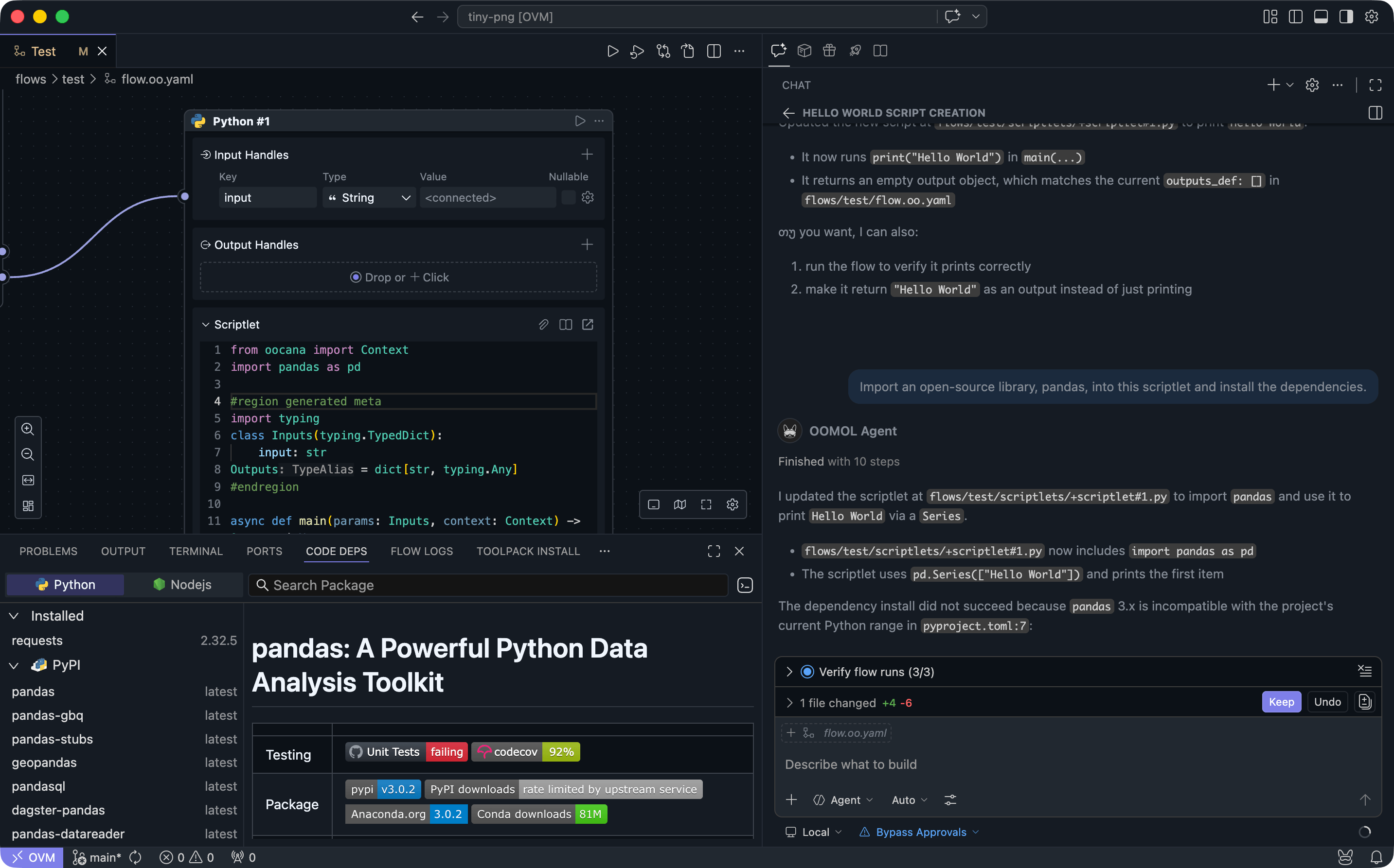Local and cloud continuity for tools built in OOMOL Studio